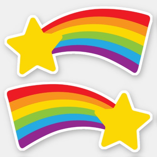 80s Retro Shooting Star with Rainbow Stickers