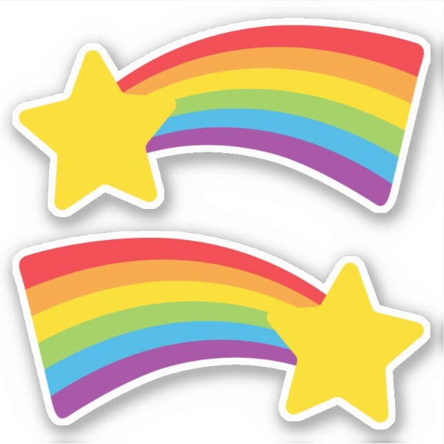80's Retro Shooting Star with Rainbow Stickers (Front)