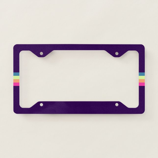 80s Retro Striped Stripes License Plate Frame (Front)
