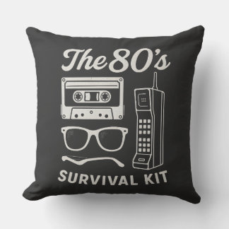 80s Retro Survival Kit Nostalgia Aesthetic Design Throw Pillow