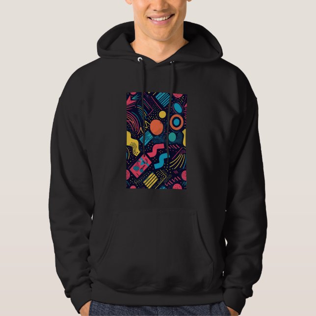 80s Retro Theme Pattern Art Retrowave Hoodie (Front)