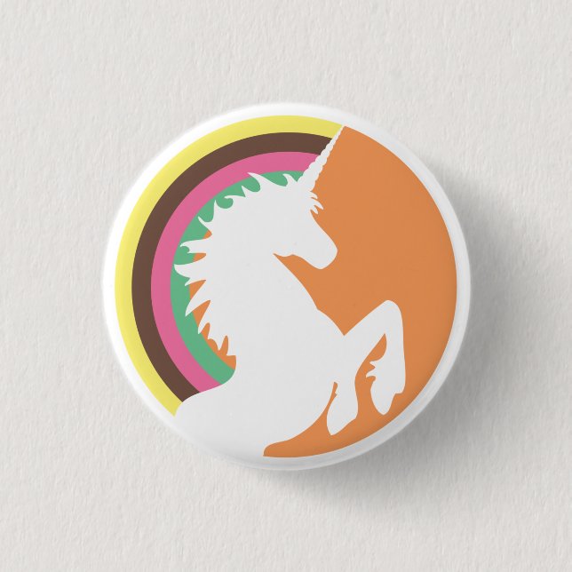80's Retro Unicorn and Rainbow Button (Front)