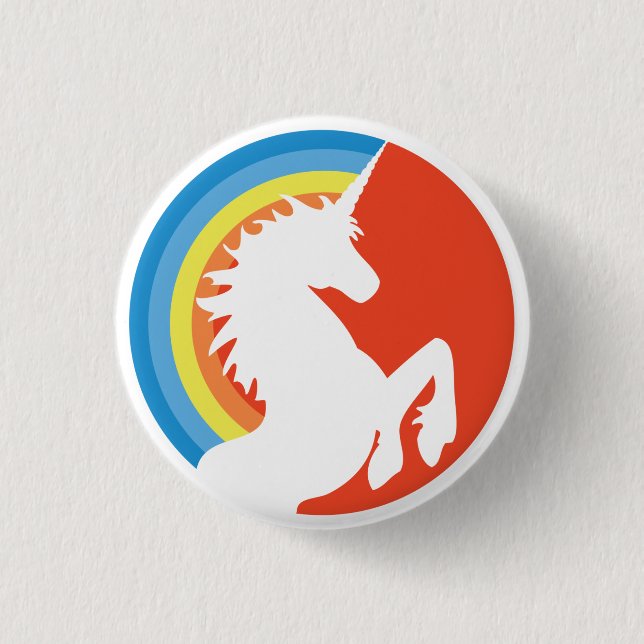 80's Retro Unicorn and Rainbow Button (Front)