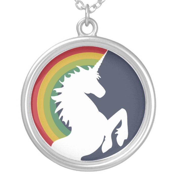 80's Retro Unicorn and Rainbow Necklace