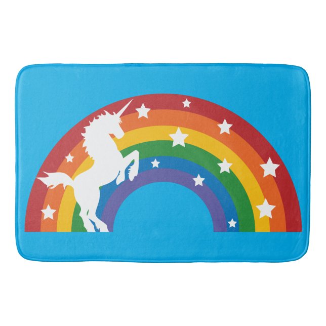80's Retro Unicorn Rainbow Bath Mat (Front)
