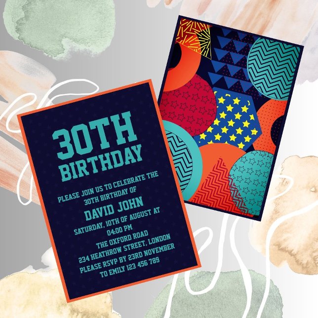 80s Retro Vibrant Pop 30th Birthday Invitation (Creator Uploaded)