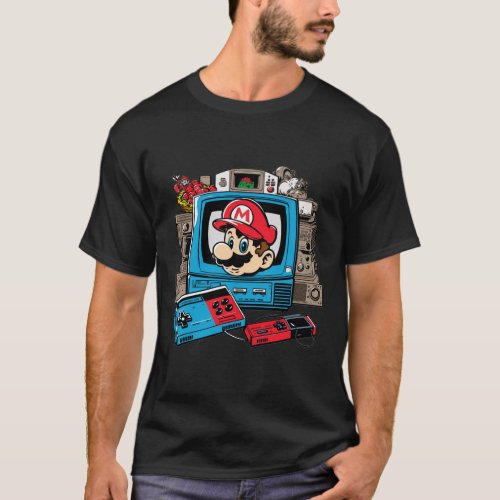 80s Retro Video Game NES Gaming Mario Style Logo T_Shirt