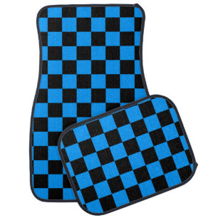 80s RETRO VINTAGE CHECKERBOARD BLUE CAR MATS