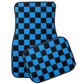 80s Retro Vintage Checkerboard Blue Car Mats by COREYTIGER at Zazzle