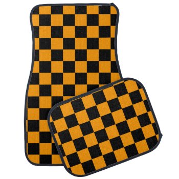 80s Retro Vintage Checkerboard Orange Car Mats by COREYTIGER at Zazzle