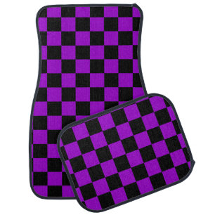 80s RETRO VINTAGE CHECKERBOARD PURPLE CAR MATS