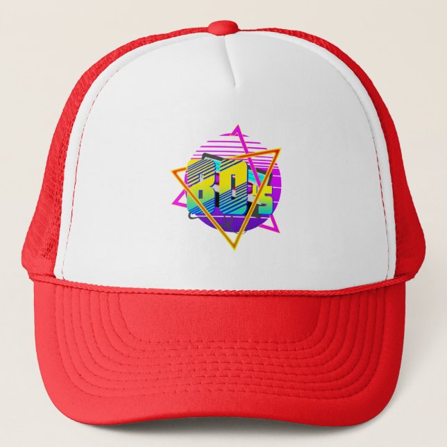 80's Retro Vintage Sunset  Trucker Hat (Front)