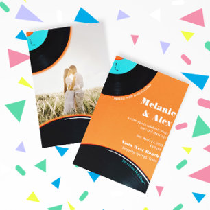 80s Retro Vinyl Record Photo Wedding Invitation