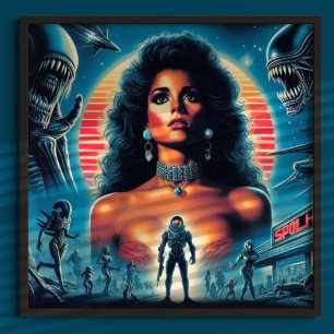 80s Retrowave Sci-fi Woman Poster