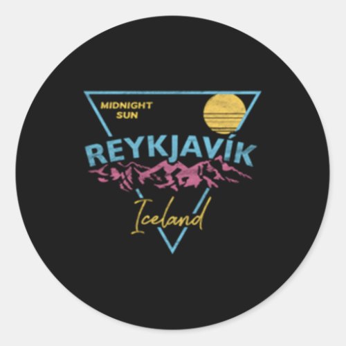 80S Reykjavik Iceland Midnight Sun Classic Round Sticker