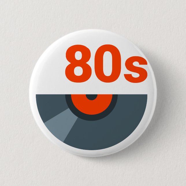 80s Rock 1980s Music Record Button (Front)