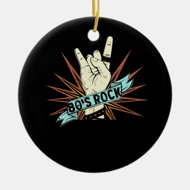 80s Rock Band 80's rock and roll Music Lover Rockb Ceramic Ornament (Front)