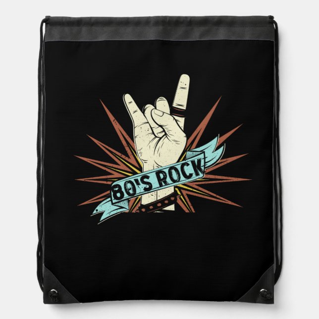 80s Rock Band 80's rock and roll Music Lover Rockb Drawstring Bag (Front)