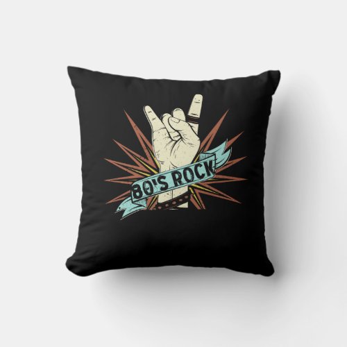 80s Rock Band 80s rock and roll Music Lover Rockb Throw Pillow