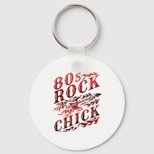 80s Rock Chick Eighties Music Keychain