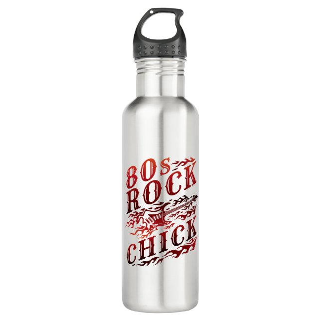 80s Rock Chick Eighties Music Stainless Steel Water Bottle (Front)