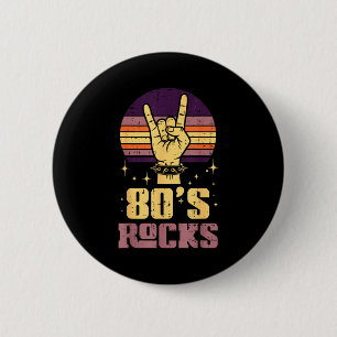 80s Rock Rocker Hand Vintage Punk Metal Music Men  Button