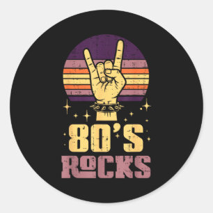 80s Rock Rocker Hand Vintage Punk Metal Music Men Classic Round Sticker