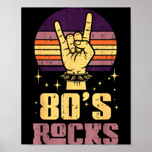 80s Rock Rocker Hand Vintage Punk Metal Music Men  Poster