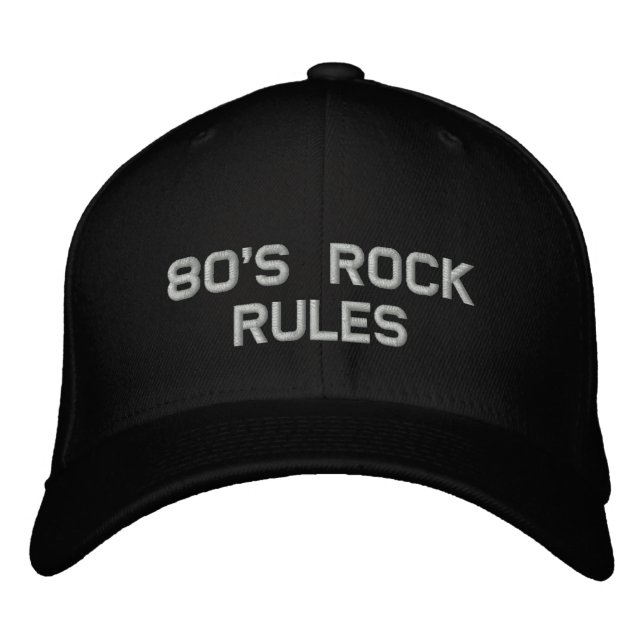 80's Rock Rules Hat-2 Embroidered Baseball Hat (Front)