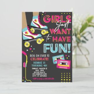 80s Roller Skate Party Invitation, Skate Birthday Invitation