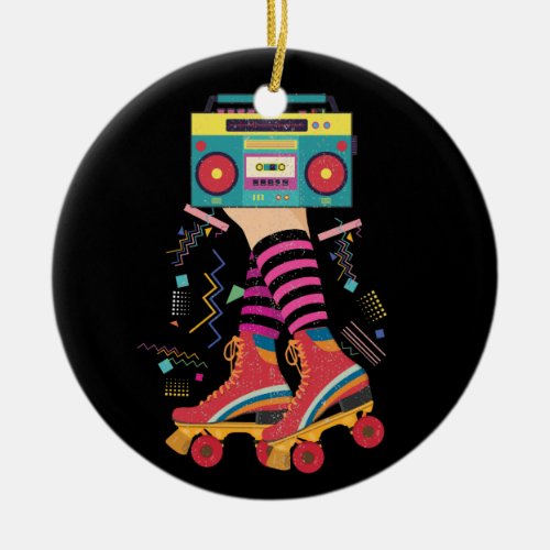 80s Rollerskates Vintage Roller Skating Disco Girl Ceramic Ornament