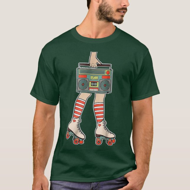 80s Rollerskates Vintage Roller Skating Disco T-Shirt (Front)