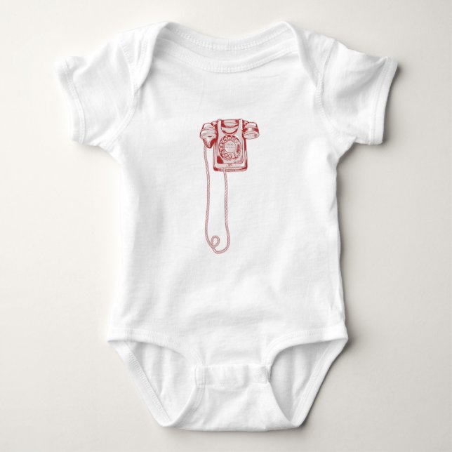 80s rotary dial telephone baby bodysuit (Front)