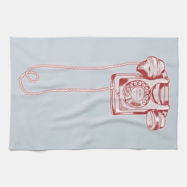 80s rotary dial telephone kitchen towel (Horizontal)