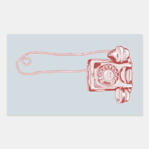 80s rotary dial telephone rectangular sticker