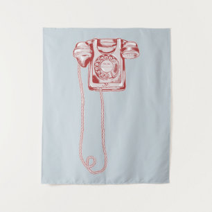 80s rotary dial telephone tapestry