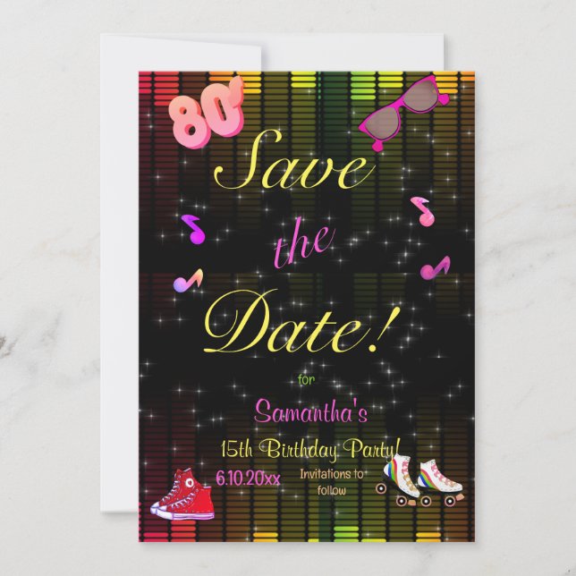 80's Save the Date, Back to the 80's, Any Age,  Date (Front)
