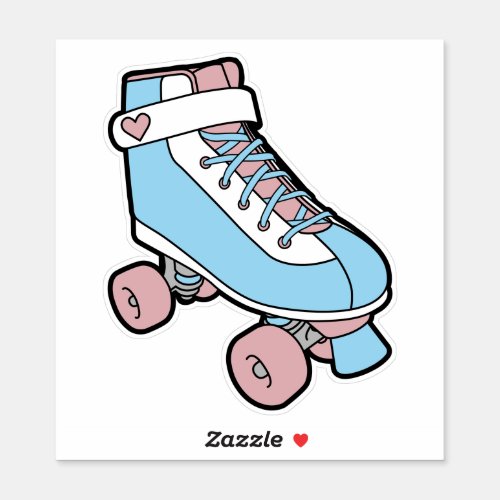  80s Skating Pastel Pink Blue Summer Roller Skate Sticker