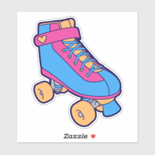 80s Skating Pink Blue Summer Roller Skate Sticker