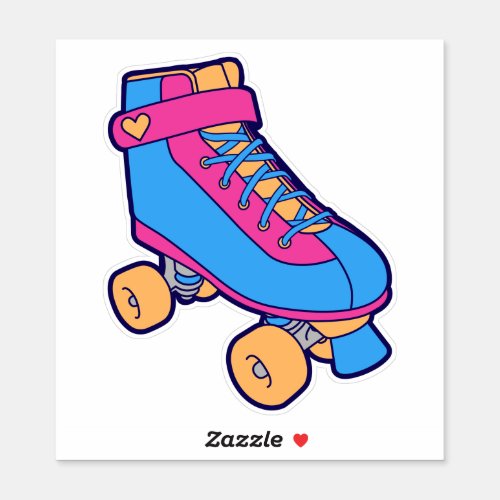  80s Skating Pink Blue Summer Roller Skate Sticker