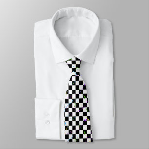 80s splatter paint checkerboard neck tie