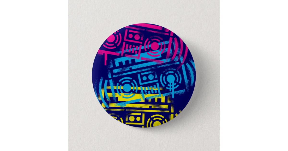 80's Stenciled Boomboxes Pinback Button 