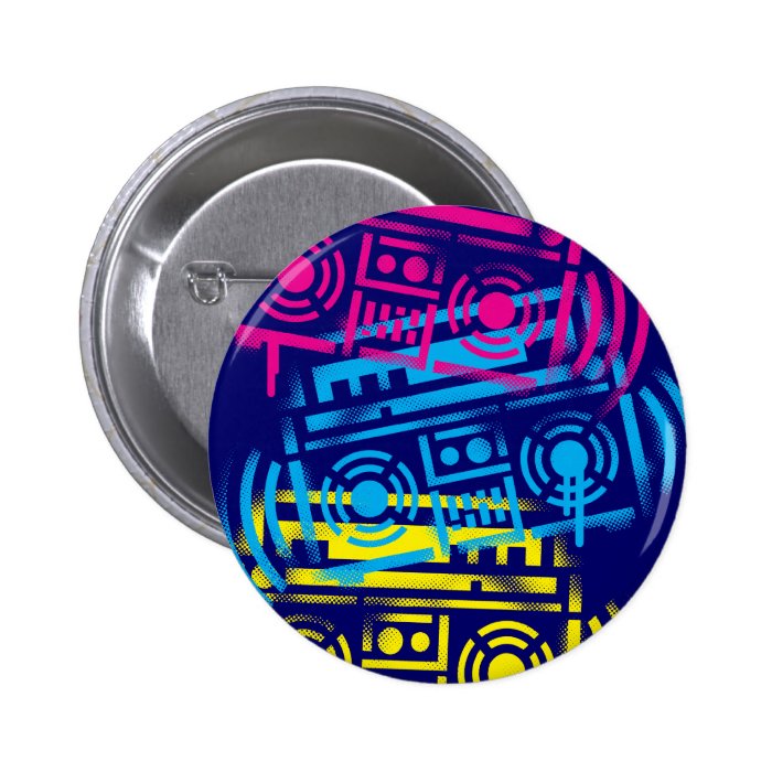 80's Stenciled Boomboxes Pinback Buttons