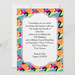 80's Style Birthday Party Geometric Pattern Invitation