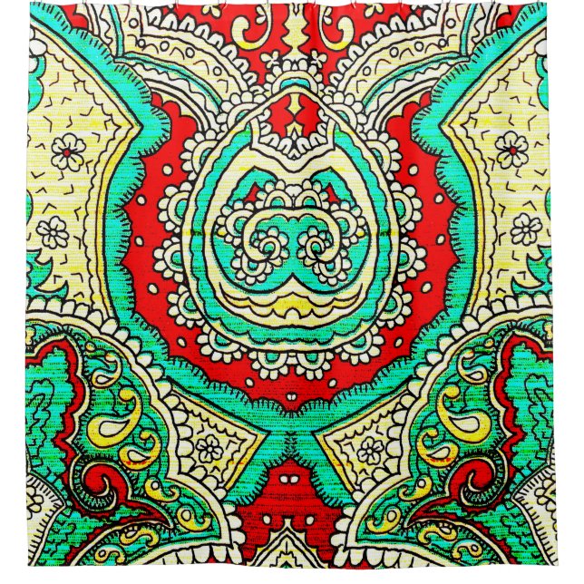 80s style, bright, neon, beautiful, psychedelic ar shower curtain (Front)