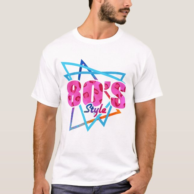 80's Style - Fun Retro Pink Leopard Print T-Shirt (Front)