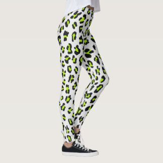 80s Style Neon Green Leopard Print Leggings
