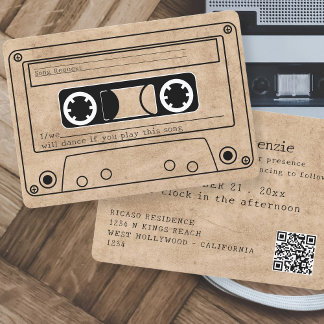 80s Style Retro Music Tape Wedding Invitation