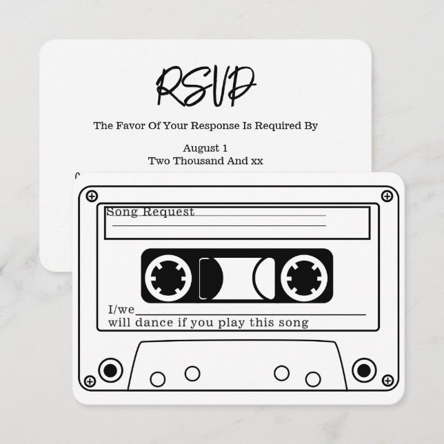 80s Style Retro Music Tape Wedding RSVP Invitation (Front/Back)