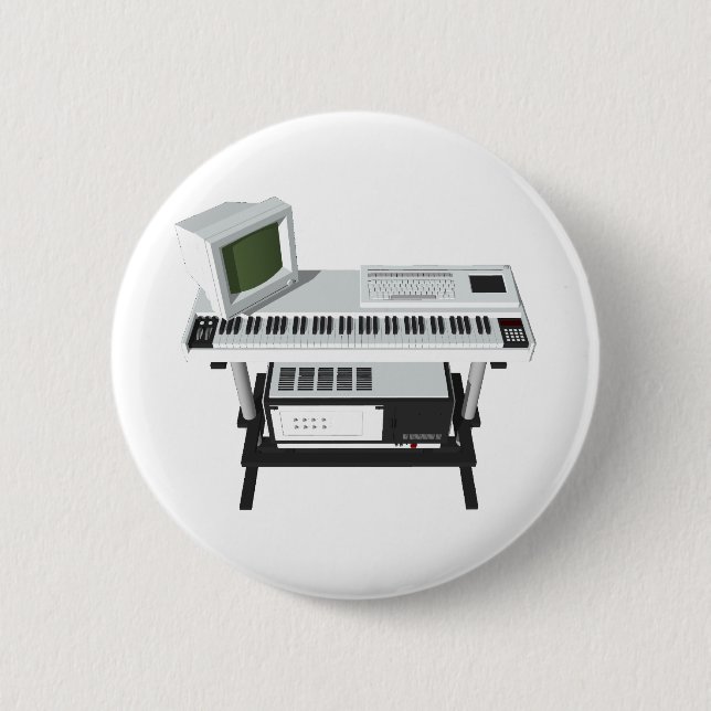 80's Style Sampler Keyboard: 3D Model: Pinback Button (Front)